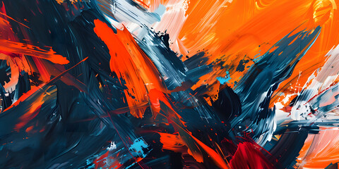 Dynamic Colorful Abstract Art with Bold Gestural Strokes and Expressive Movement - obrazy, fototapety, plakaty