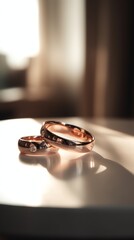 Two wedding rings for element wedding, proposal, wedding day, luxury wedding rings, gold wedding rings
