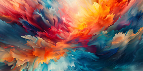 Bold Colorful Abstract Artwork with Dynamic Sweeping Strokes and Vivid Hues