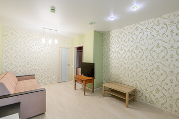 Fototapeta premium standard interior apartment. living room with sofa