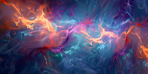 Abstract Colorful Tendrils of Delicate Beauty in Vibrant Harmony - obrazy, fototapety, plakaty