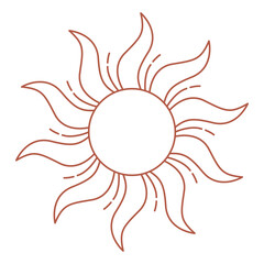 Boho sun outline illustration