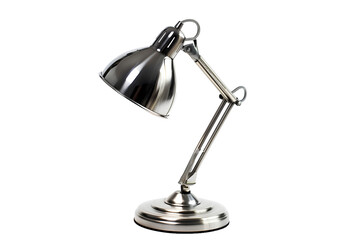 Classic Chrome Desk Lamp with Adjustable Design - Isolated on Transparent White Background PNG
