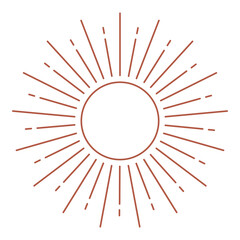 Boho sun in line art