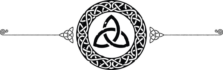 Elegant Celtic Symbols Header - Triquetras, Knot Ring - obrazy, fototapety, plakaty