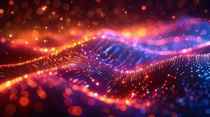 Obraz premium Create a digital technology-themed backdrop with softly glowing lights and dynamic animations, inspired by clean, modern design aesthetics.