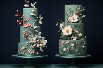 Exquisite wedding cakes with intricately detailed floral motifs for elegant celebrations