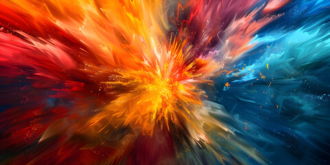 Colorful Burst: Abstract Energetic Explosion of Vibrant Colors in Motion