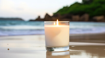 Fototapeta na wymiar candle in the beach.