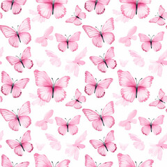 Elegant Watercolor Butterflies Tile Pattern in Candy Pink