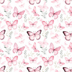Pink Watercolor Butterflies for Artistic Tile Design