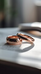 Two wedding rings for element wedding, proposal, wedding day, luxury wedding rings, gold wedding rings