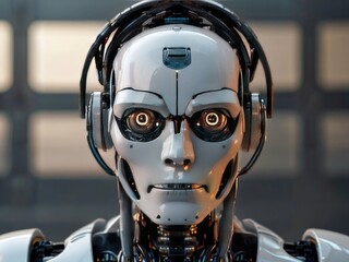 Fototapeta premium an illustration of a robot made by artificial intelligence in the advanced future facing straight forward