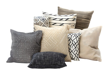 Decorative Designer Pillows Collection for Home Interior - Isolated on Transparent White Background PNG
