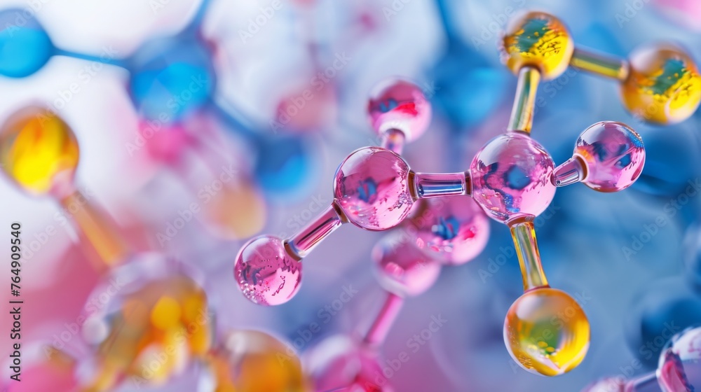 Aufkleber vibrant molecular structure model close-up