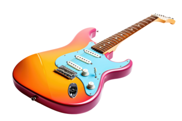 Vibrant Melodies: Electric Guitar With Colorful Body.