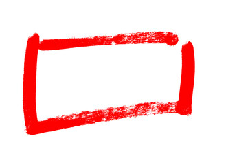 Pinselrahmen in rot als leere Umrandung auf weißem Hintergrund - 764909996