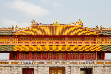 Obraz premium Ngu Phung (Five Phoenixes) Pavilion On Meridian Gate In Hue Imperial Citadel, Vietnam.