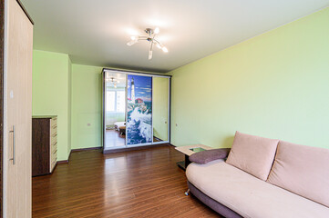 standard interior apartment. living room with sofa