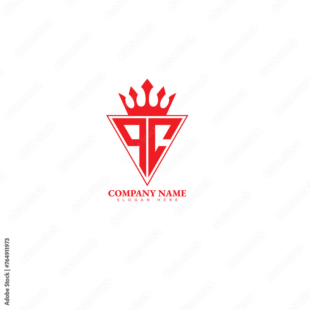 Fototapete qc initial letter logo template, vector file eps 10, text and color is easy to edit and minimalist q
