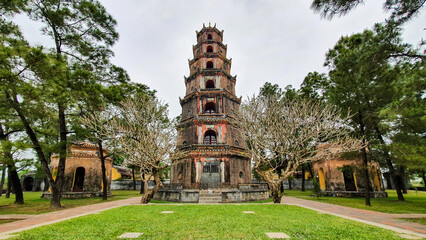 Phuoc Duyen Tower In Thien Mu Pagoda (Also called Heavenly Lady Pagoda) In Hue, Vietnam. Thien Mu...