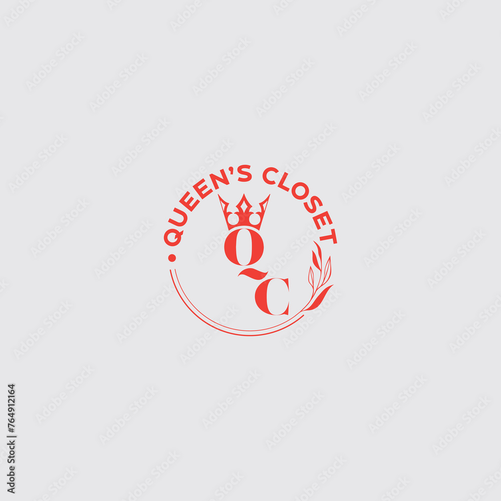 Fototapete qc initial letter logo template, vector file eps 10, text and color is easy to edit and minimalist q