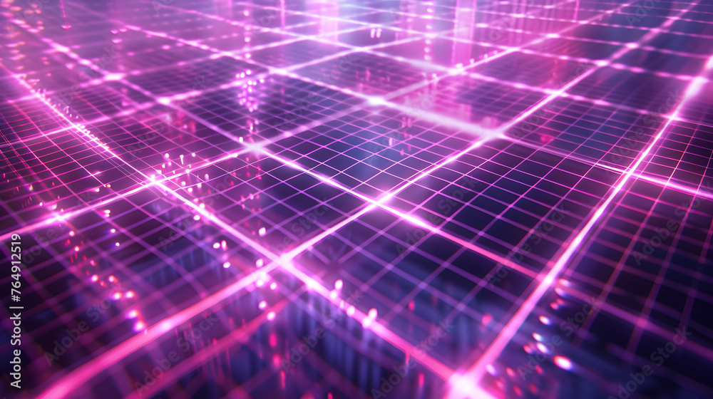 Poster neon intersecting grids abstract background glow lines artistic design.