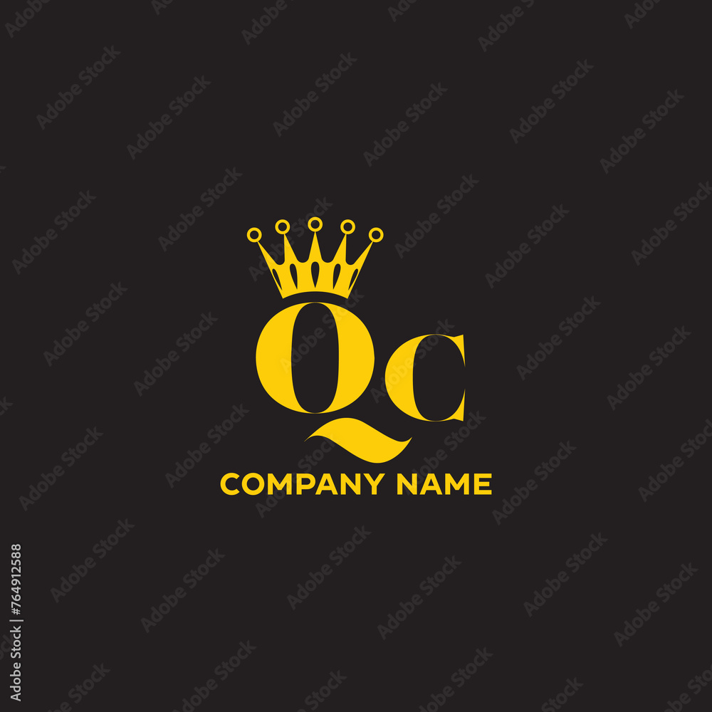 Fototapete qc initial letter logo template, vector file eps 10, text and color is easy to edit and minimalist q