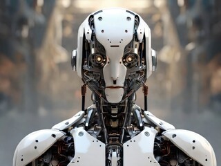 Fototapeta premium Futuristic AI Robot Bridging CreativityTechnology and Artistry robot with artificial intelligence