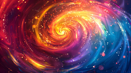 Neon Swirls and Spirals Abstract Background with Galactic Nebulas