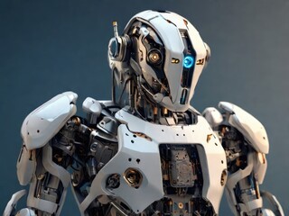 Fototapeta premium robot face, Artificial intelligence concept Bridging Creativity, Technology, and Artistry.