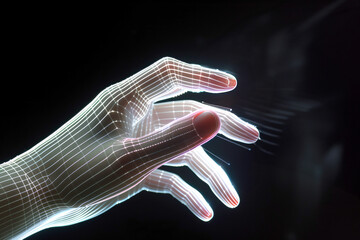 Future digital technology 3D scan of human hand for biometric identifiers Generative AI