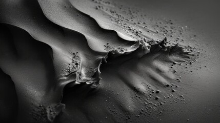 Abstract black and white wavy wet sand background - obrazy, fototapety, plakaty