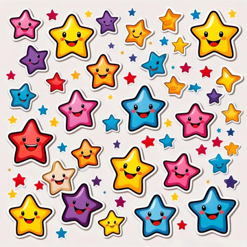 Dise&ntilde;o de pegatinas 3d estrellitas sonriendo 