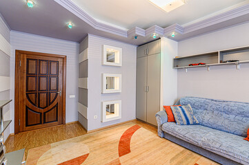 standard interior apartment. living room with sofa