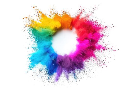 Colorful Holi paint explosion with copy space.