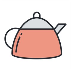 Kettle icon in a flat style. Sign design. Vector illustration isolated on white background