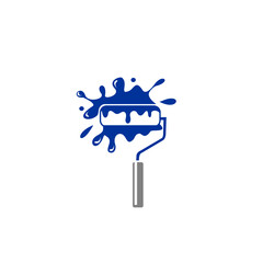 blue roller paint icon vector isolated on white background