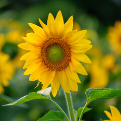 Obraz premium sunflower in nature, summer flowers, detail yellow sunflower