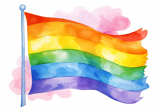 Watercolor rainbow LGBTQ flag love is love, heart, pride
Generation AI