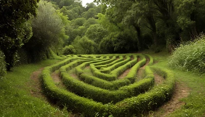 Fototapete Green Hedge Maze in Natural Park Setting © kilimanjaro 