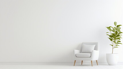 Minimalist indoor plant in white vases against a clean wall with sunlight, modern home decor.