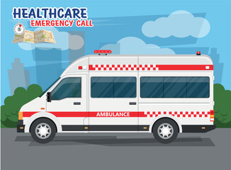 white ambulance car template, medical van. Easy to edit and recolor - 764923735