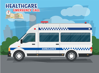 white ambulance car template, medical van. Easy to edit and recolor - 764923743