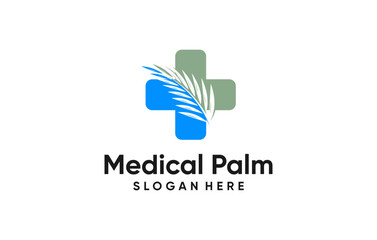 medical palm leaf negative space logo design
