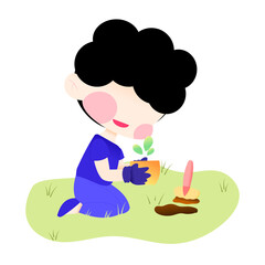 Man planting tree on earth day