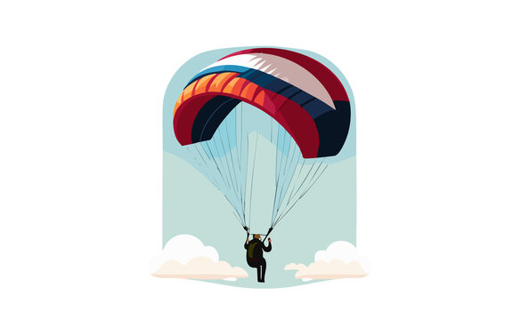 illustrazione di paracadute, parapendio su sfondo bianco