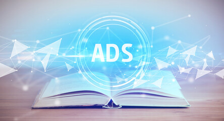 Open book with abbreviation concept
