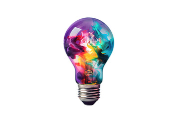 Bulb made of colourful brush in graphics isolated on a Transparent Background. Generative AI