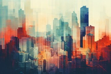 Fototapeta na wymiar Vector illustration of city skyline with skyscrapers.